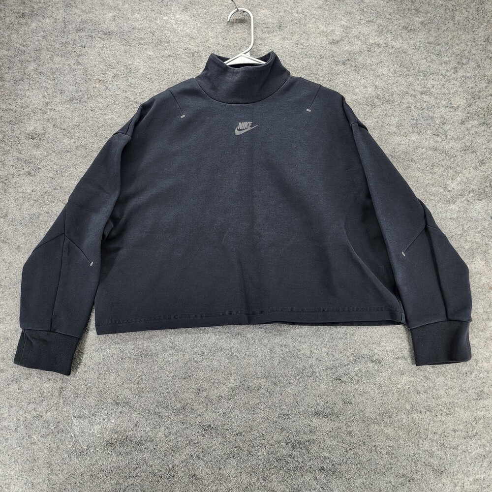 Nike Sweatshirt Womens Small Cropped Long Sleeve Black